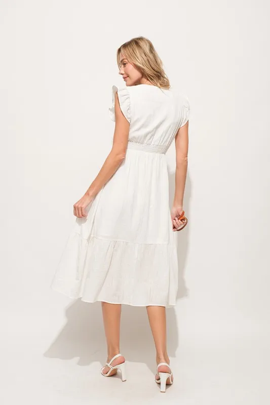 And The Why Ruffle Sleeve Front Smocked Tiered Midi Dress - Image 8