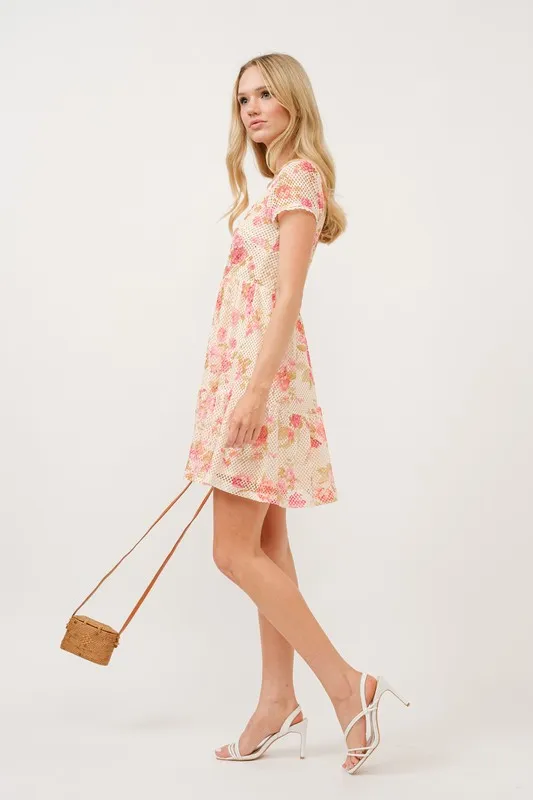 And The Why Square Neck Tiered Floral Fishnet Dress - Image 7