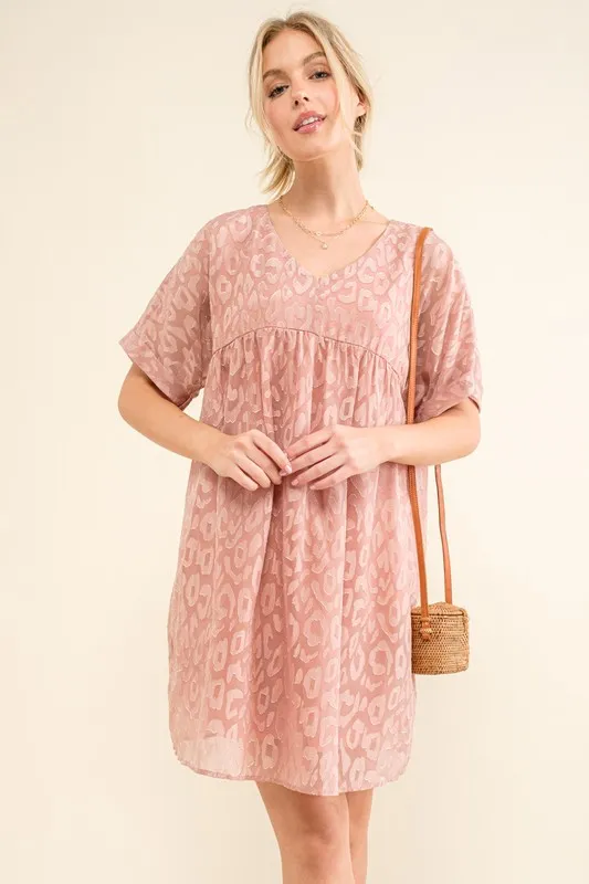 And The Why Woven Leopard Baby Doll Roll-Sleeve Casual Dress - Image 8