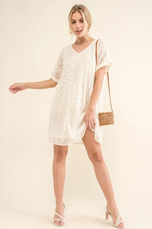 And The Why Woven Leopard Baby Doll Roll-Sleeve Casual Dress - Image 4