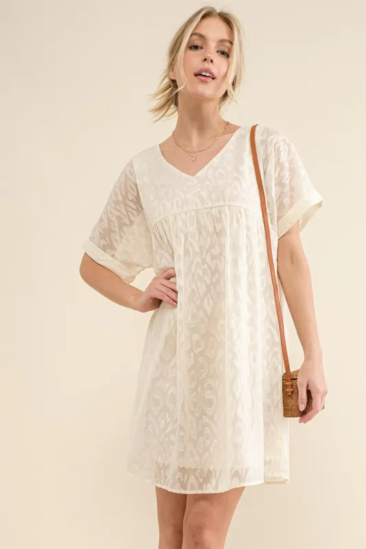And The Why Woven Leopard Baby Doll Roll-Sleeve Casual Dress - Image 5