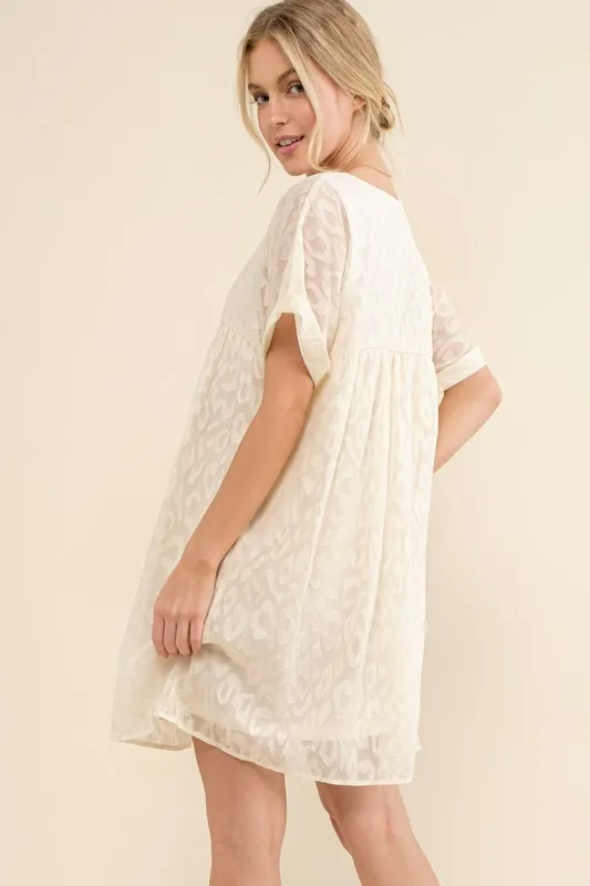 And The Why Woven Leopard Baby Doll Roll-Sleeve Casual Dress - Image 6