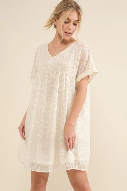 And The Why Woven Leopard Baby Doll Roll-Sleeve Casual Dress - Image 7