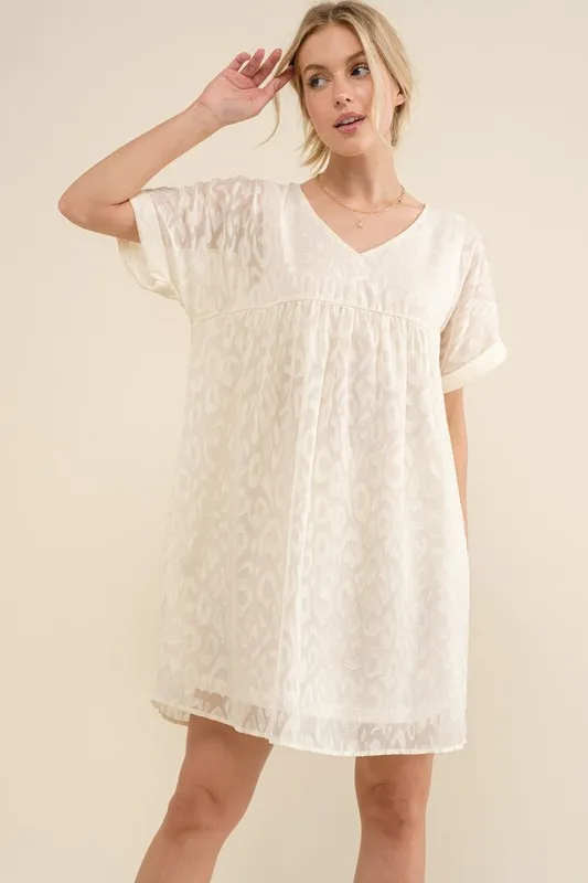And The Why Woven Leopard Baby Doll Roll-Sleeve Casual Dress - Image 8