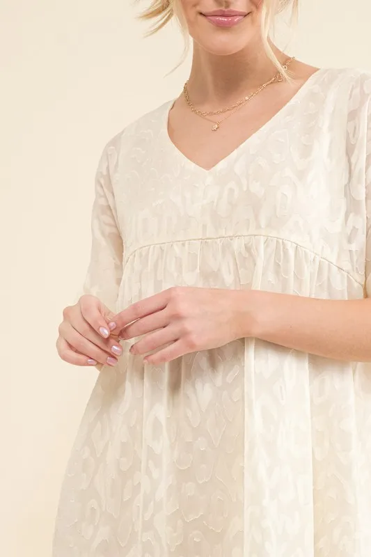 And The Why Woven Leopard Baby Doll Roll-Sleeve Casual Dress - Image 9