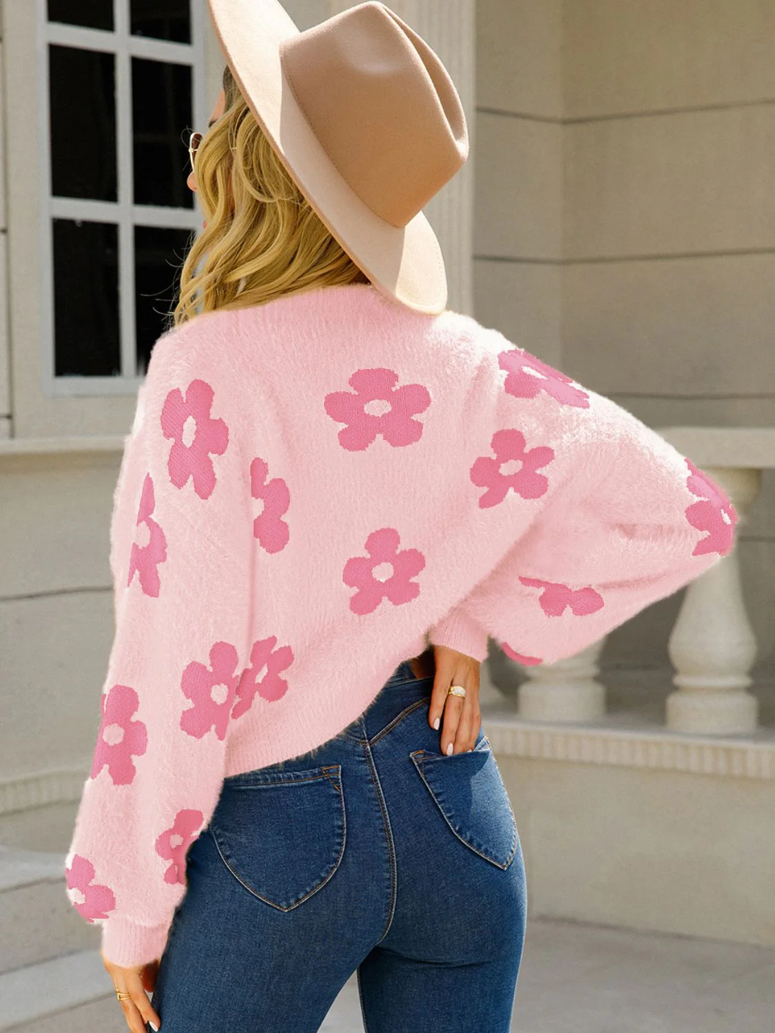 Angel Wings Flower Open Front Long Sleeve Cardigan - Image 13