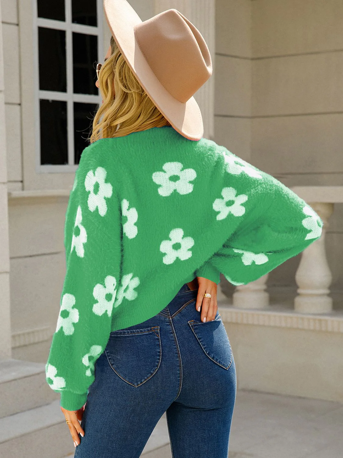 Angel Wings Flower Open Front Long Sleeve Cardigan - Image 15