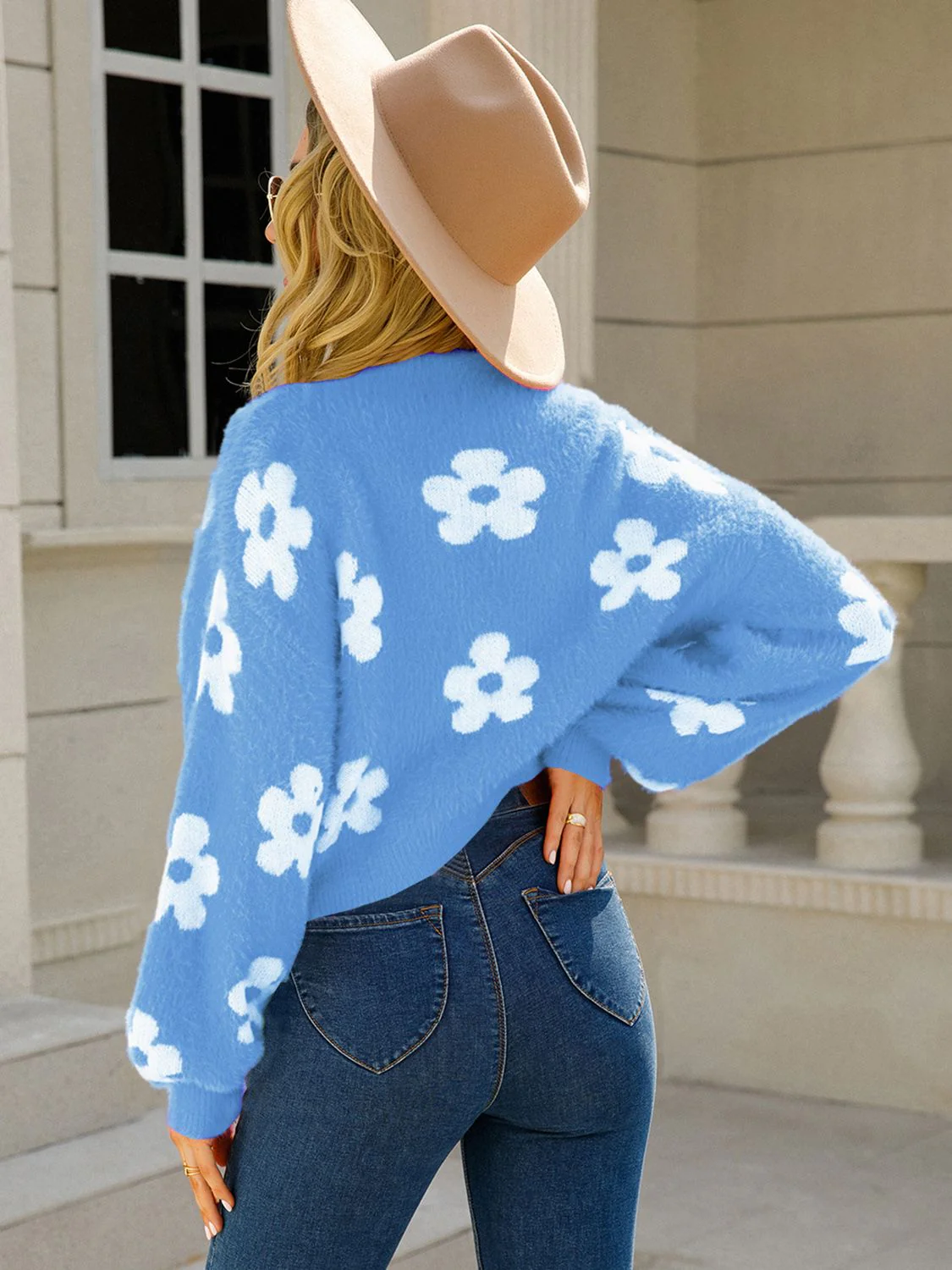 Angel Wings Flower Open Front Long Sleeve Cardigan - Image 21