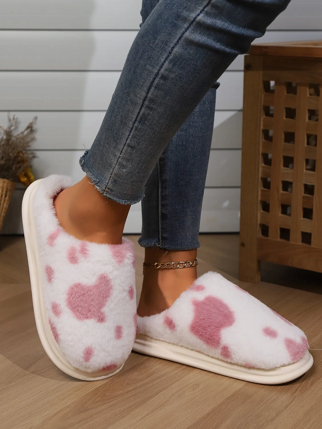 Animal Print Faux Fur Slippers - Image 9