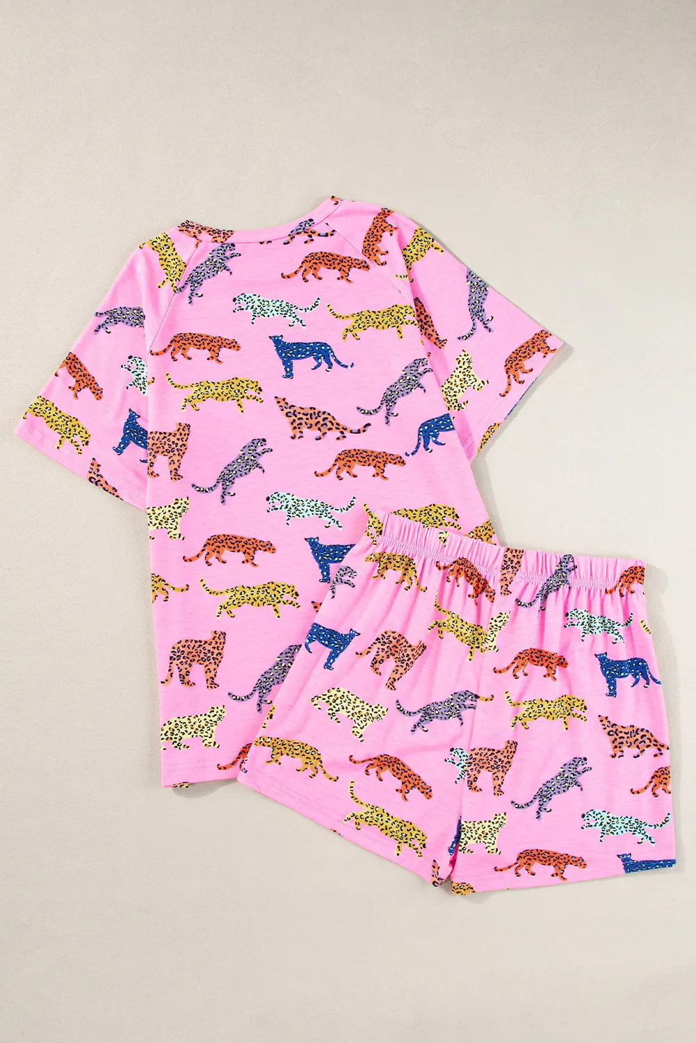 Animal Round Neck Top and Shorts Lounge Set - Image 7