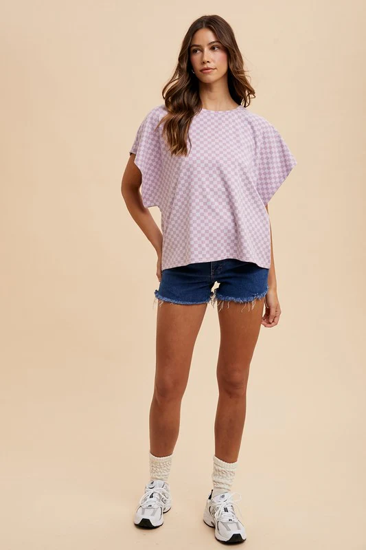 Annie Wear Checkered Round Neck Short Sleeve T-Shirt - Image 4