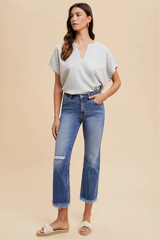 Annie Wear Distressed Raw Hem Straight Leg Cropped Jeans - Image 4