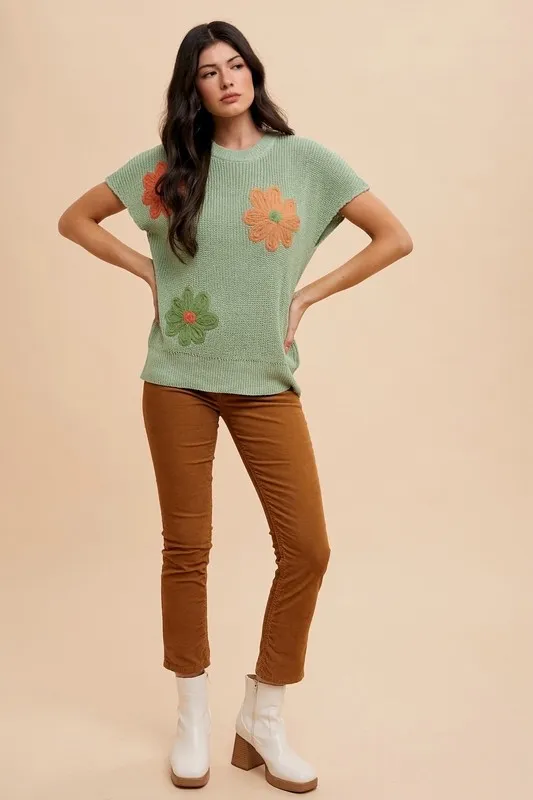 Annie Wear Large Flower Embo Dolman Sleeve Summer Sweater Top - Image 5