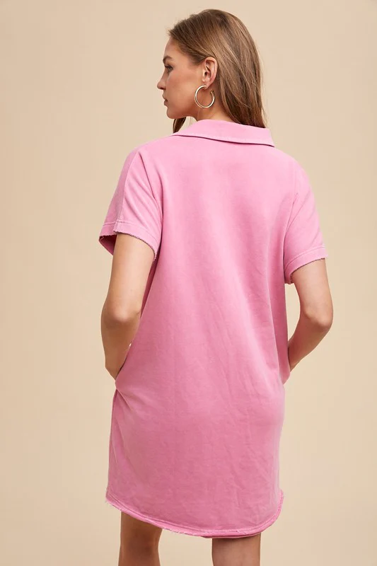 Annie Wear Mineral Washed Johnny Collar Short Sleeve Dress - Image 2
