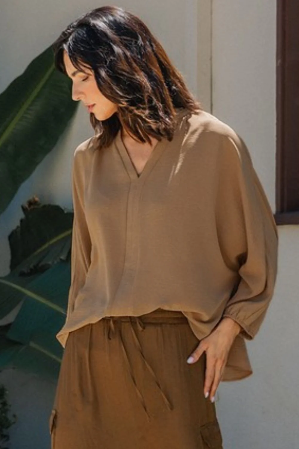 Annie Wear Notched Batwing Sleeve Blouse - Image 2