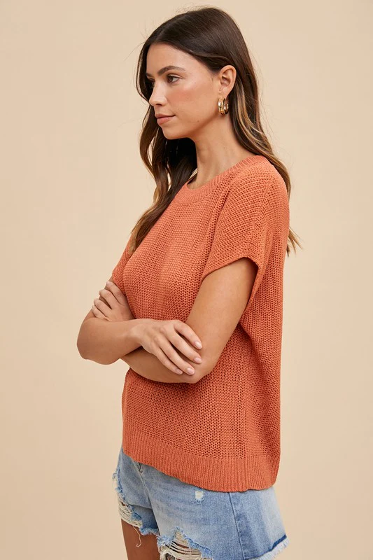 Annie Wear Round Neck Short Sleeve Sweater - Image 3