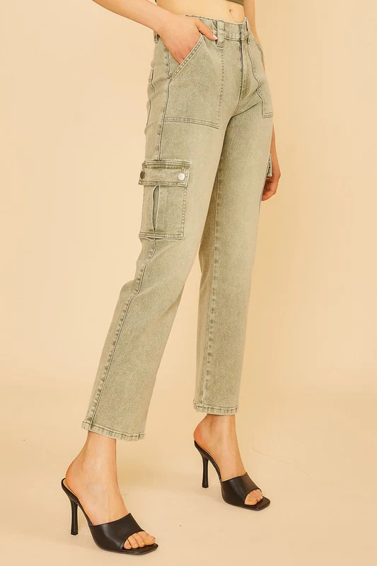 Annie Wear Straight Leg Jeans with Cargo Pockets - Image 2
