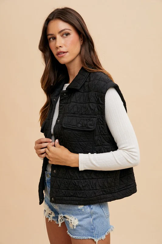 Annie Wear Texture Quilted Snap Down Vest Coat - Image 2