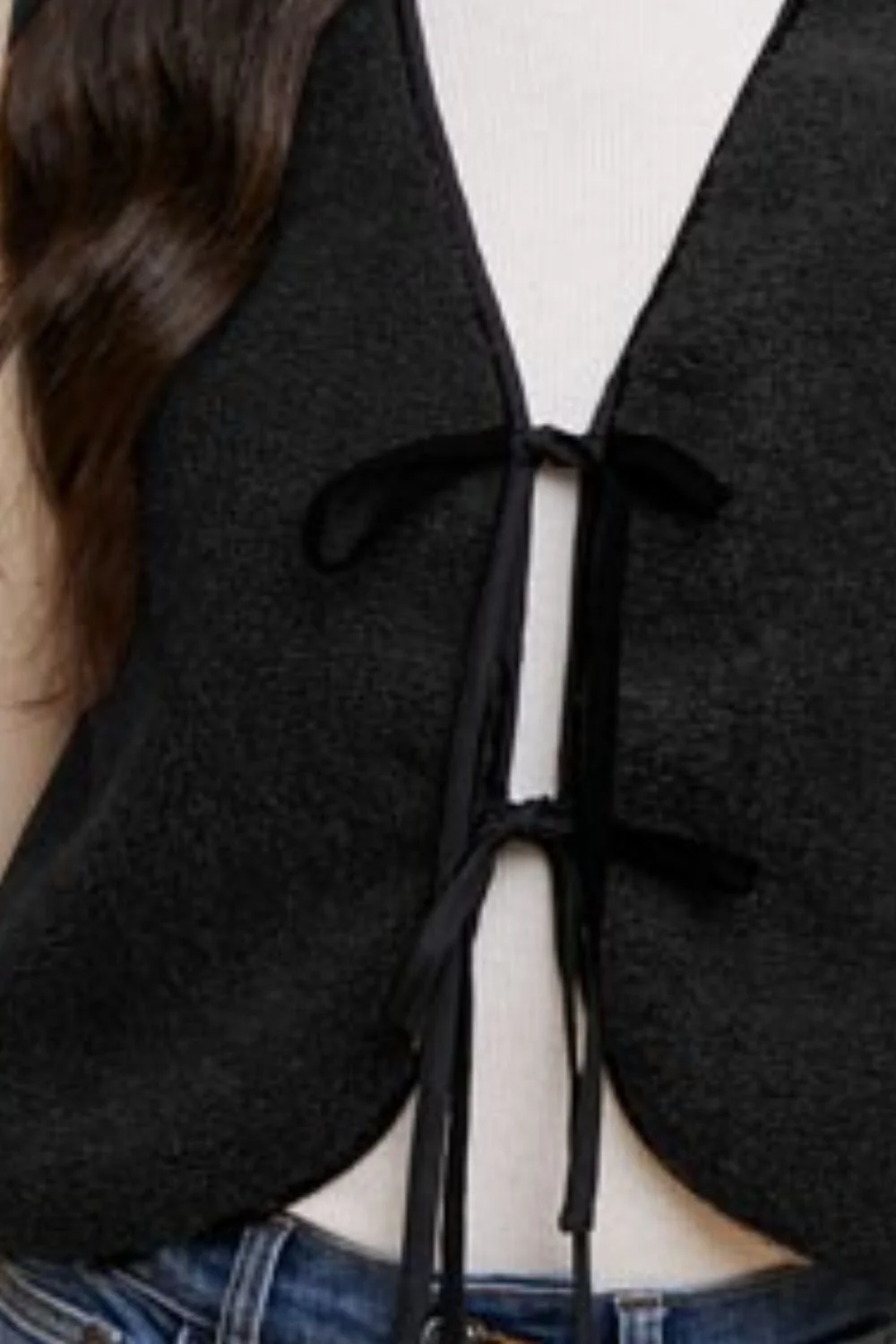 Annie Wear V-Neck Tie Detail Vest Coat - Image 3