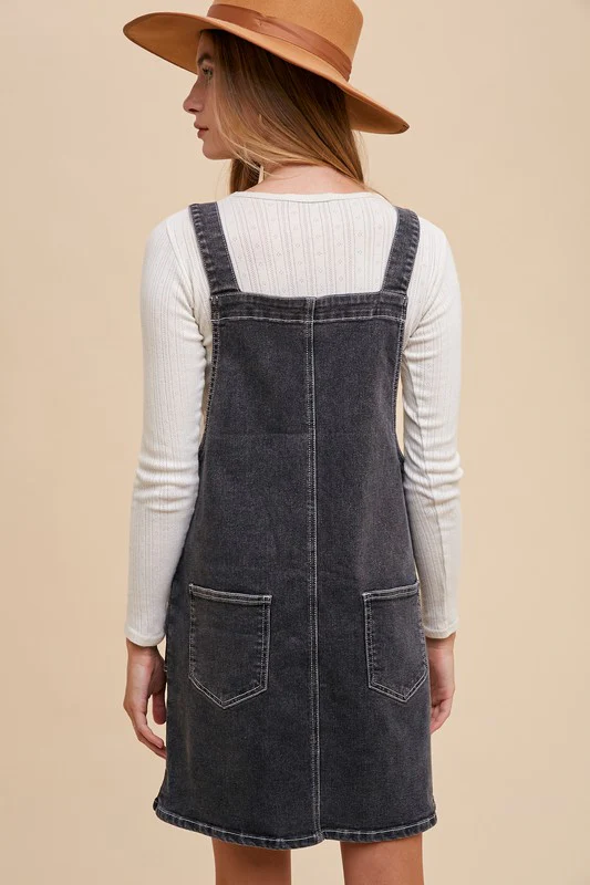 Annie Wear Wide Strap Denim Overall Dress with Pockets - Image 3