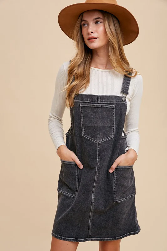 Annie Wear Wide Strap Denim Overall Dress with Pockets - Image 4