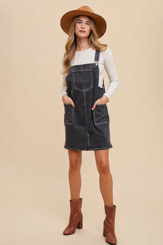 Annie Wear Wide Strap Denim Overall Dress with Pockets - Image 5
