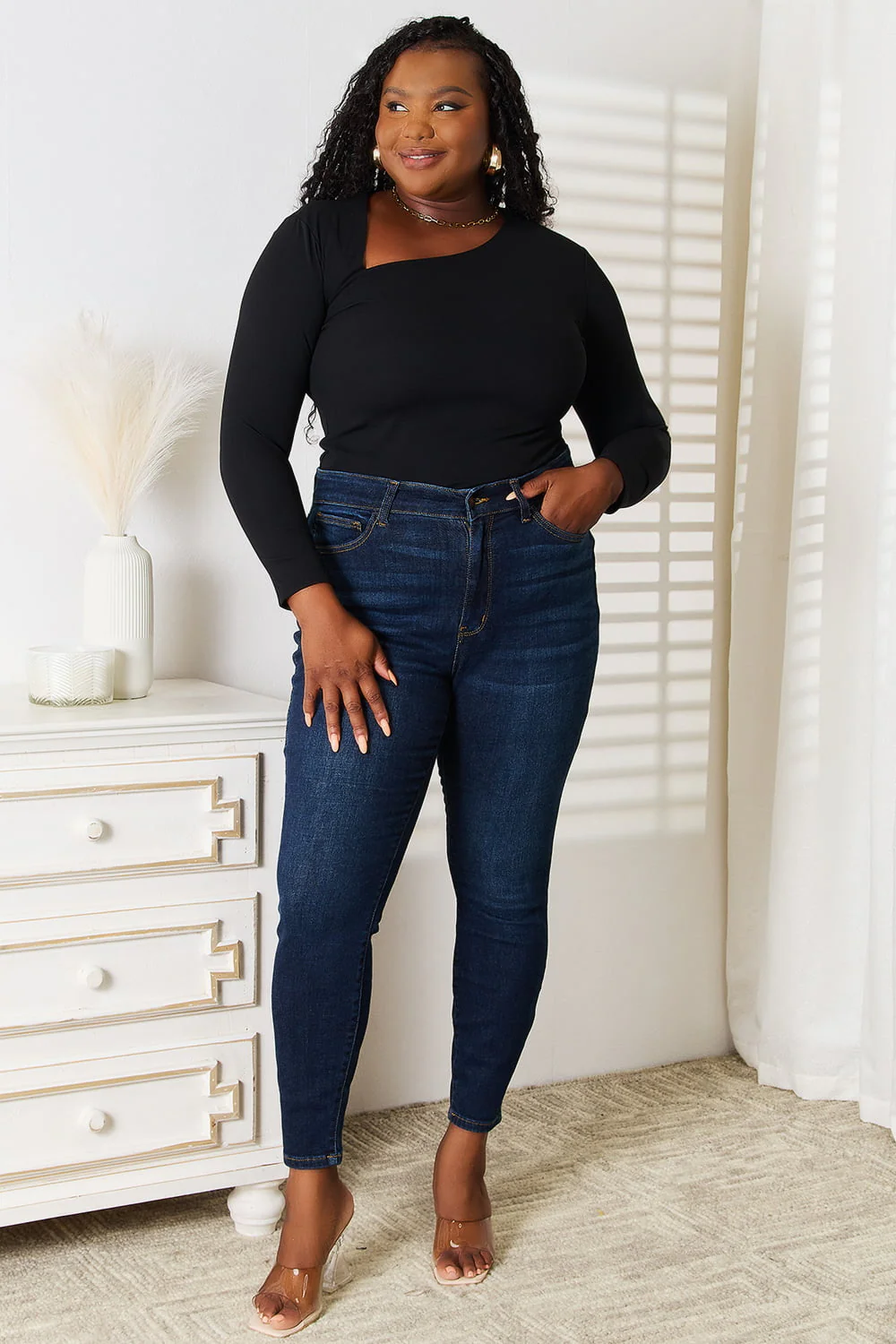 Basic Bae Asymmetrical Neck Long Sleeve Top - Image 7