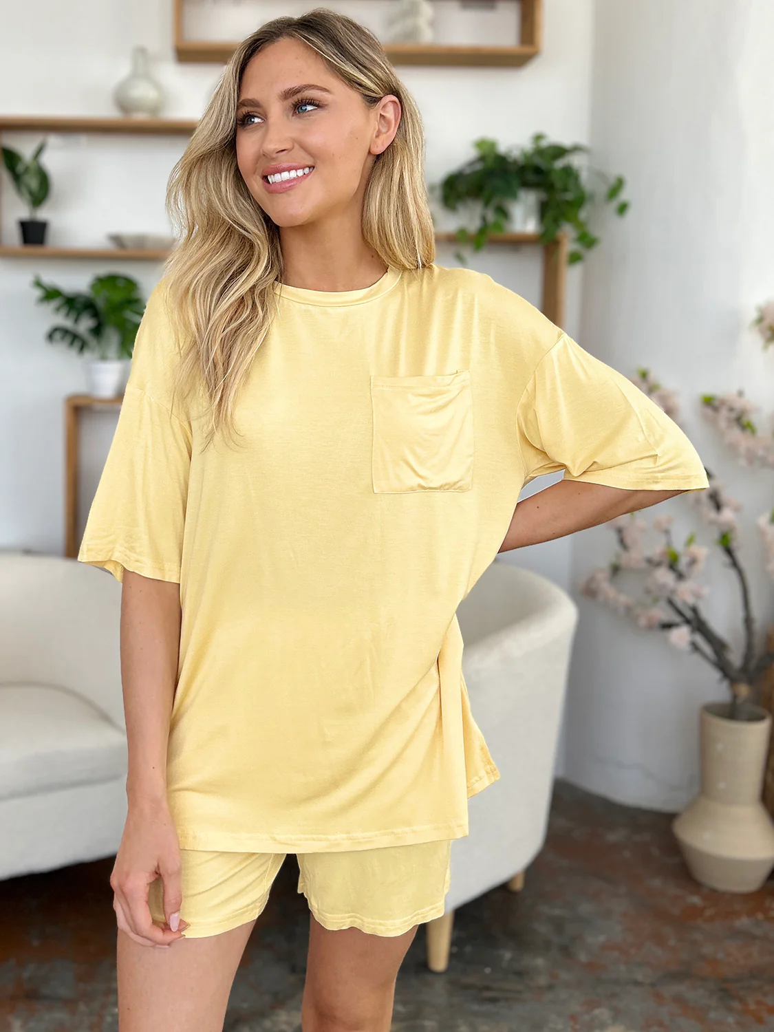 Basic Bae Bamboo Full Size Round Neck Drop Shoulder T-Shirt and Shorts Set - Image 10