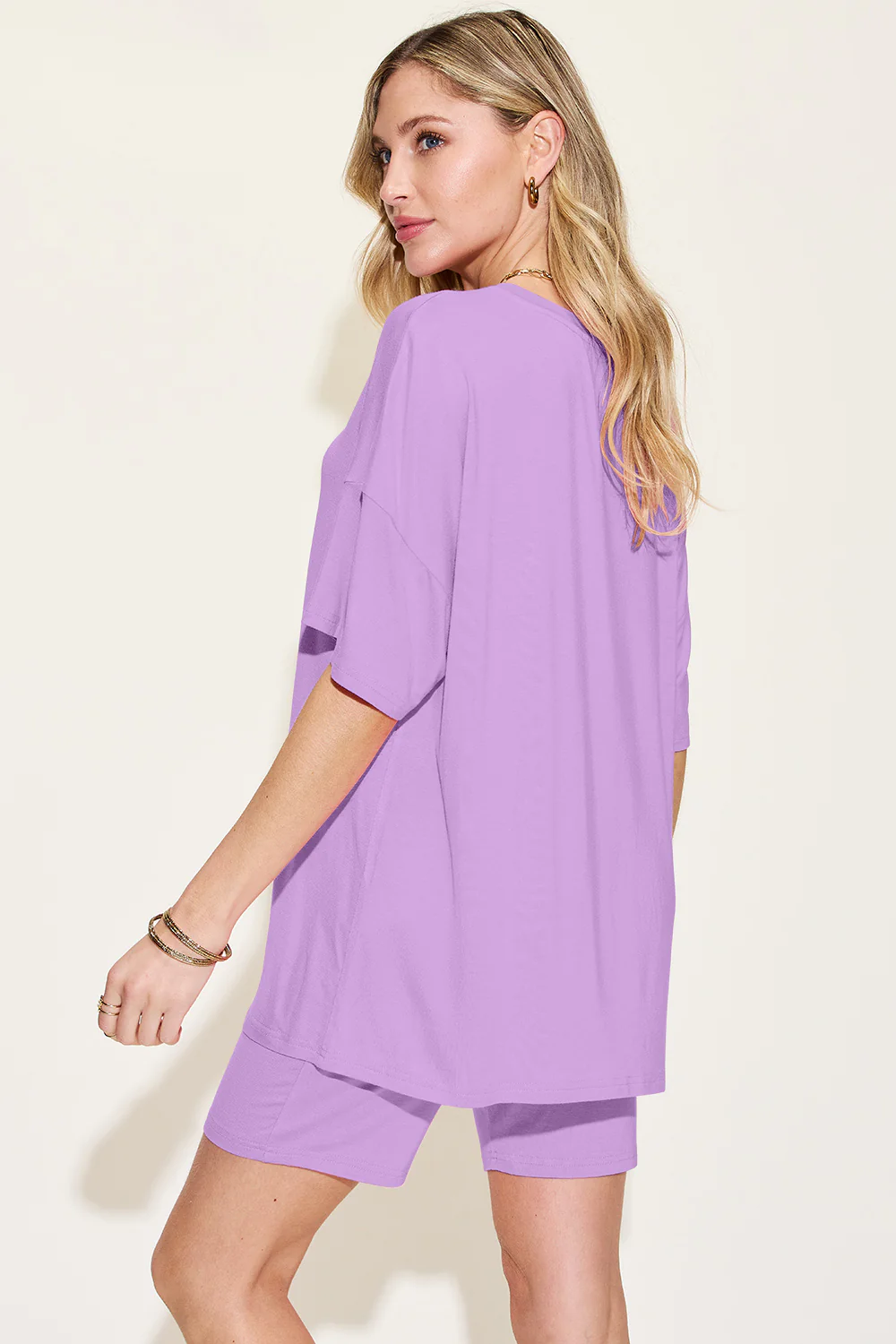 Basic Bae Bamboo Full Size V-Neck Drop Shoulder T-Shirt and Shorts Set - Image 2