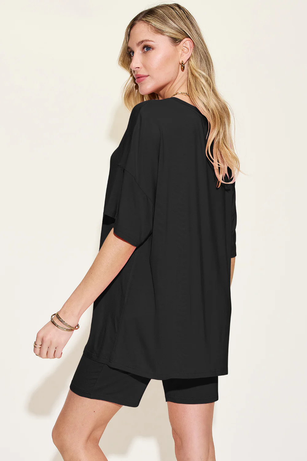 Basic Bae Bamboo Full Size V-Neck Drop Shoulder T-Shirt and Shorts Set - Image 20
