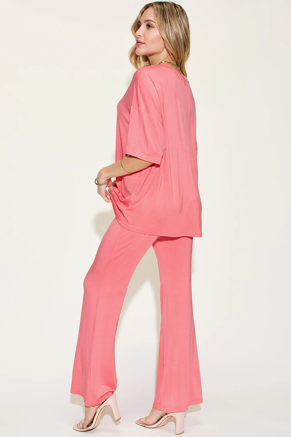 Basic Bae Full Size Bamboo Drop Shoulder T-Shirt and Flare Pants Set - Image 8