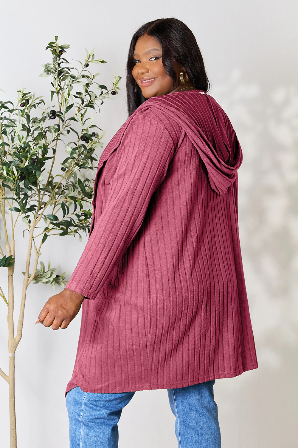 Basic Bae Full Size Hooded Sweater Cardigan - Image 33