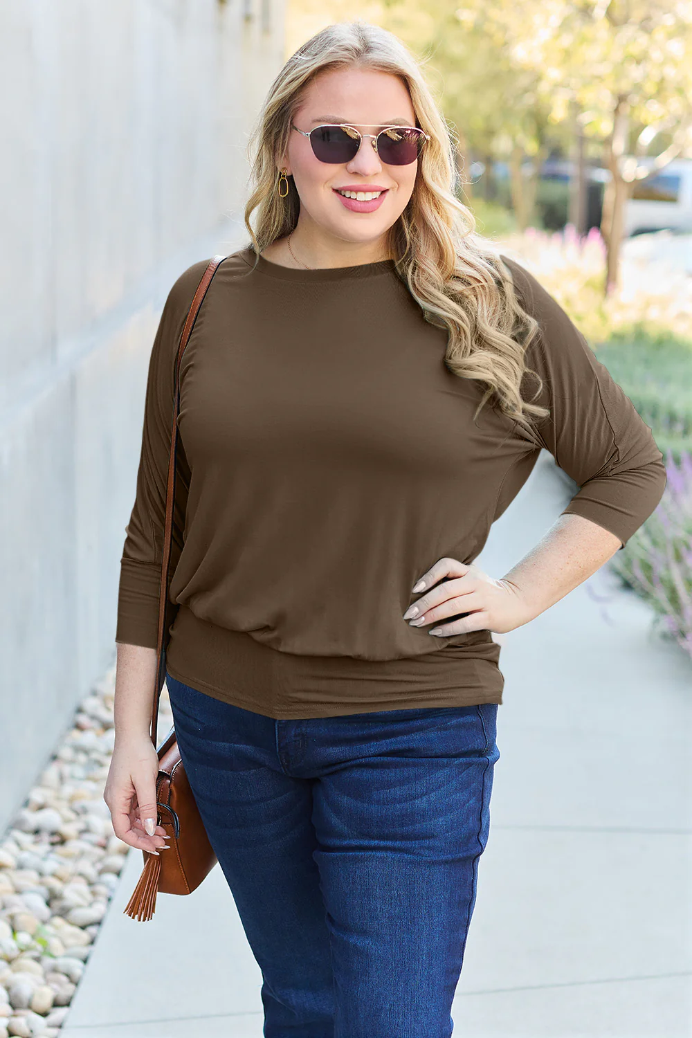 Basic Bae Full Size Round Neck Batwing Sleeve Top - Image 4