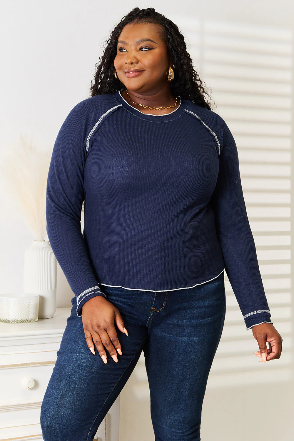 Basic Bae Long Raglan Sleeve Round Neck Top - Image 3