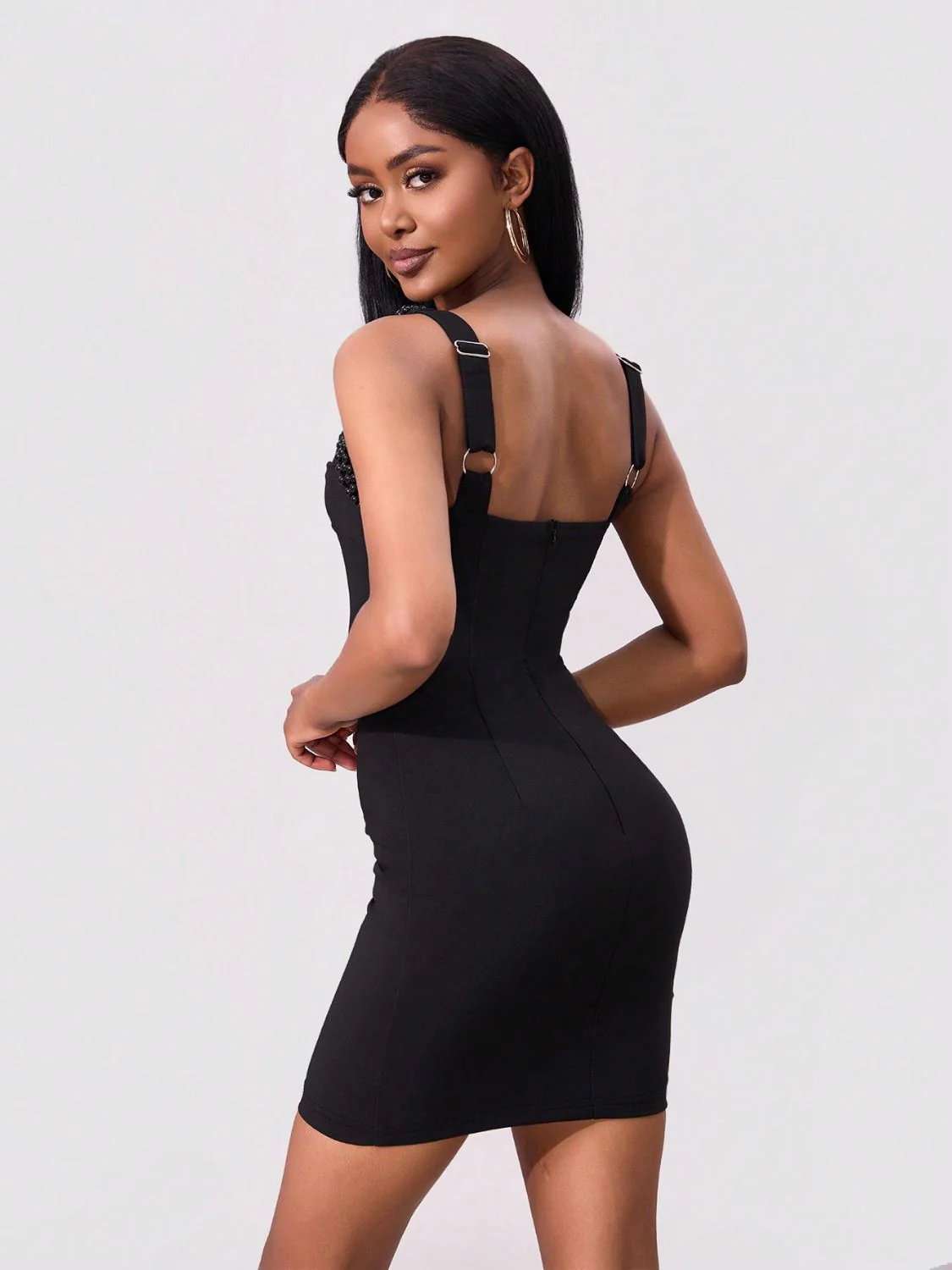 Bead Trim Wide Strap Wrap Dress - Image 2