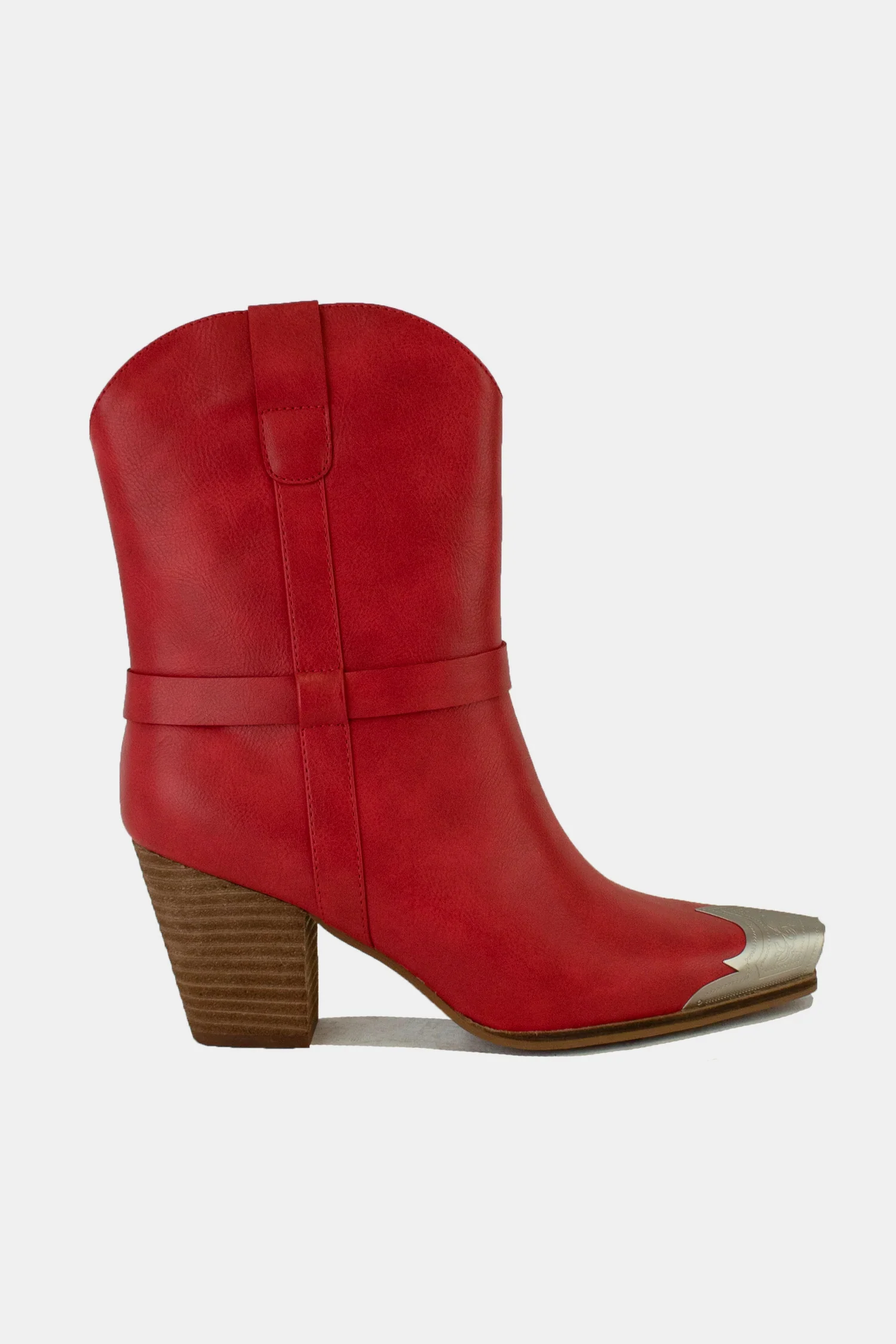 Beast Fashion Faux Leather Metal Toe Ankle Boots - Image 4