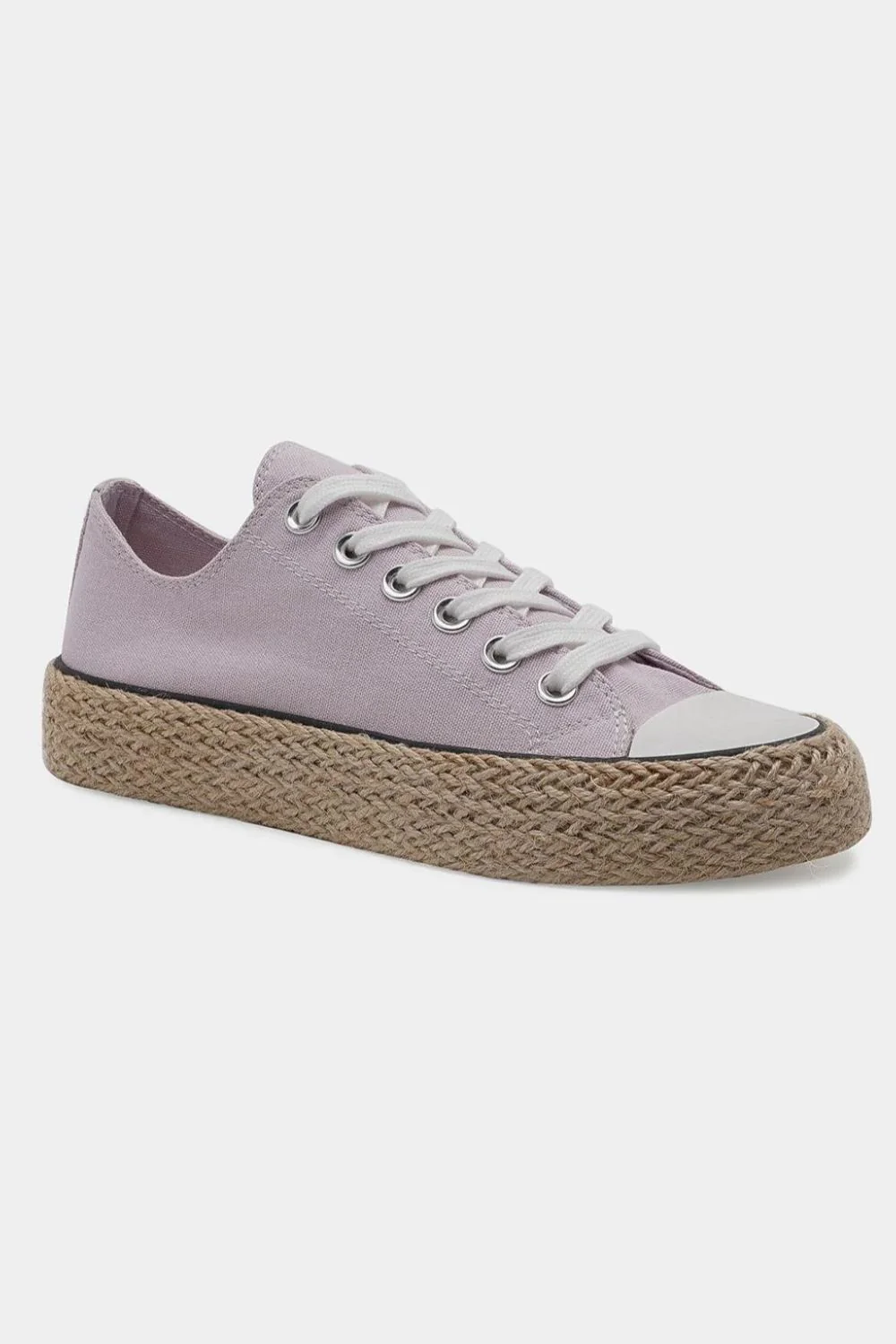 Beast Fashion Lace Up Woven Espadrille Sole Sneakers - Image 2
