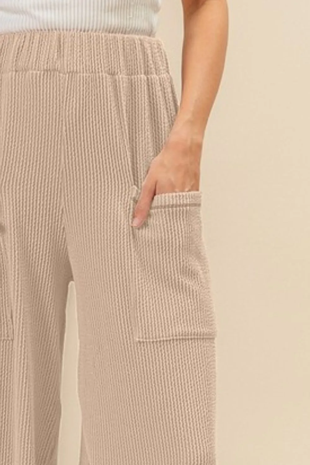 BiBi 2tone Cord Rib Waist Band Side Pocket Pants - Image 2