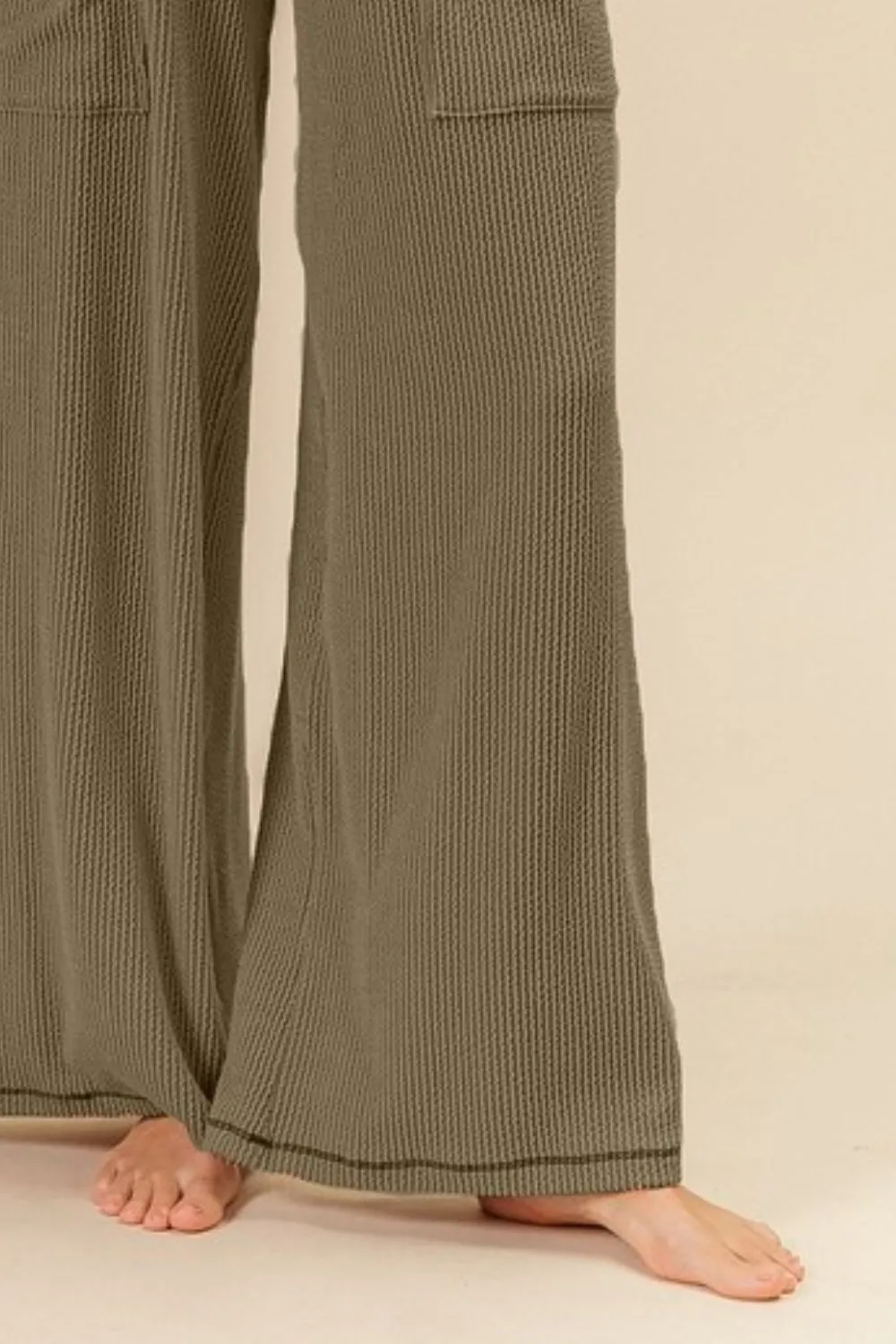 BiBi 2tone Cord Rib Waist Band Side Pocket Pants - Image 3