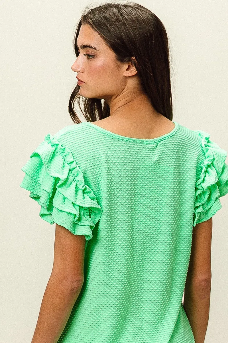 BiBi Birdseye Texture Layered Ruffle Top - Image 9