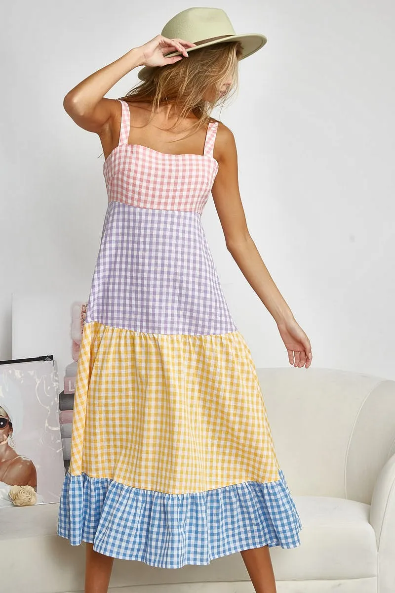 BiBi Color Block Tiered Gingham Dress - Image 9