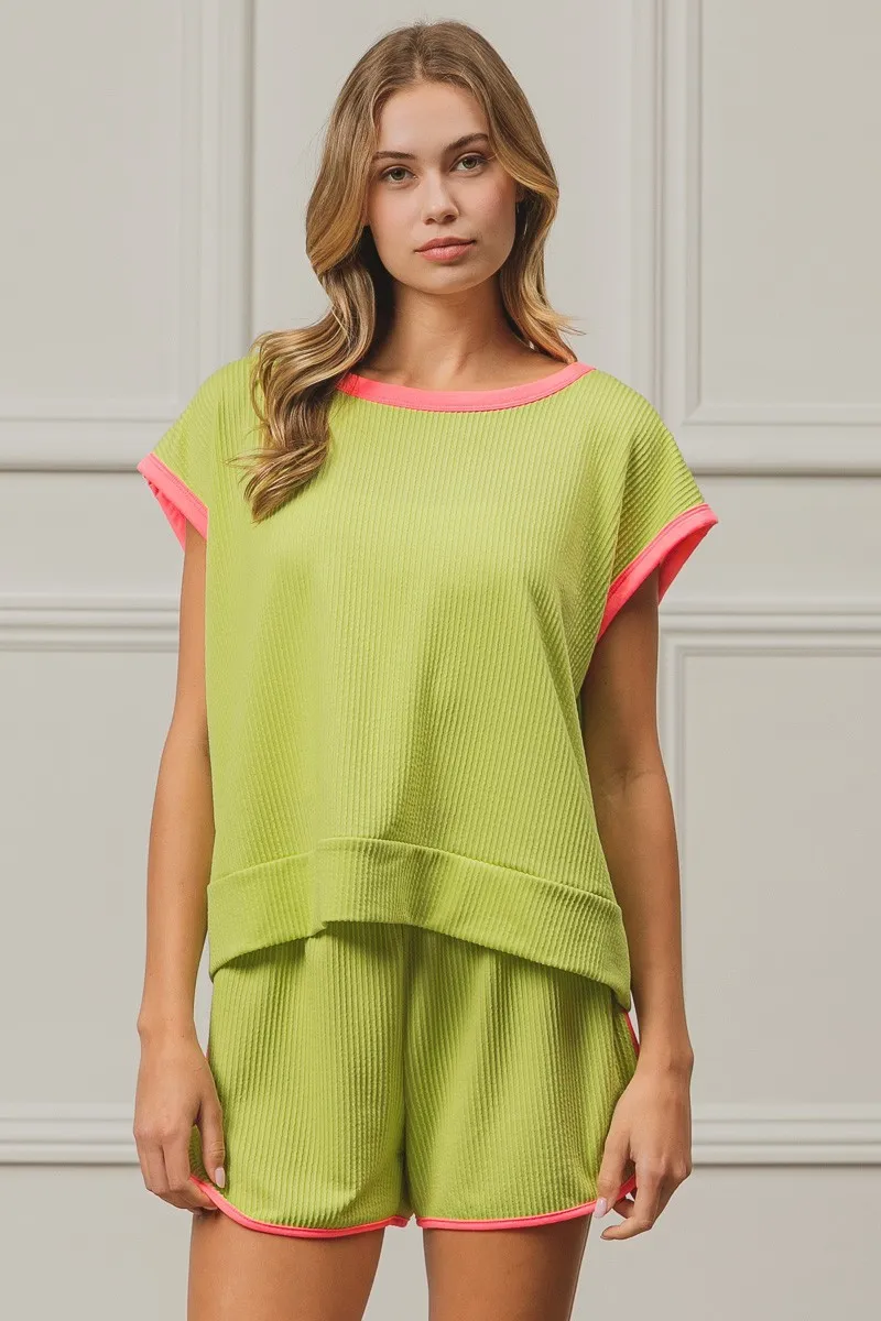 BiBi Cord Rib Knit Contrast Banded Top - Image 12