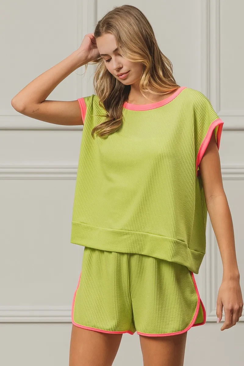 BiBi Cord Rib Knit Contrast Banded Top - Image 5