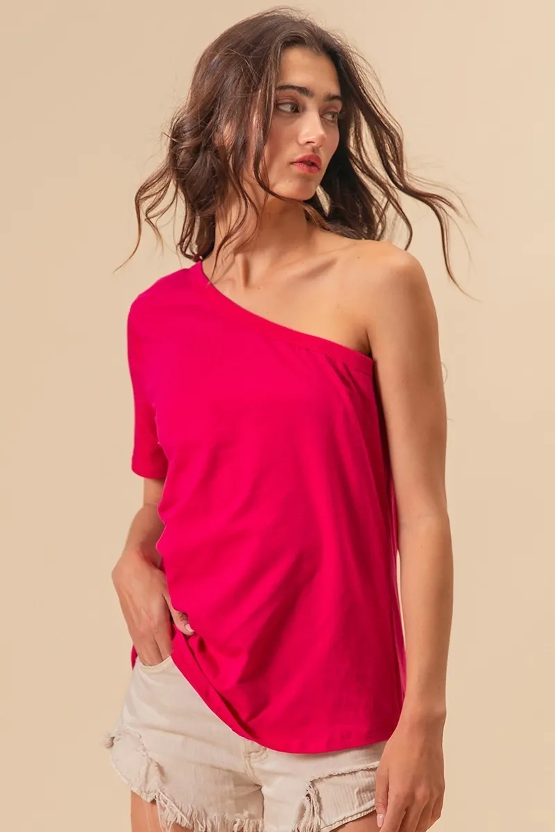 BiBi Cotton Span Knit One Shoulder Top - Image 4