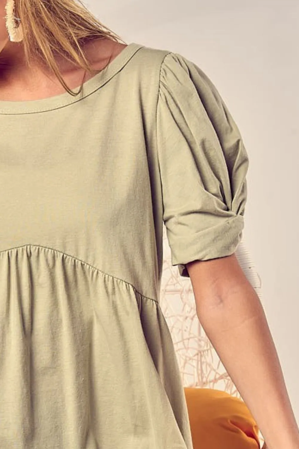 BiBi Cotton Span Knit With Puff Sleeve Baby Doll Top - Image 3