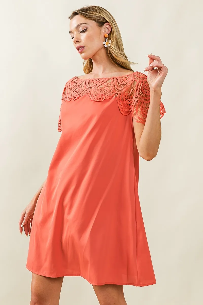BiBi Crochet Lace Yoke Detailed Wrinkled Dress - Image 10