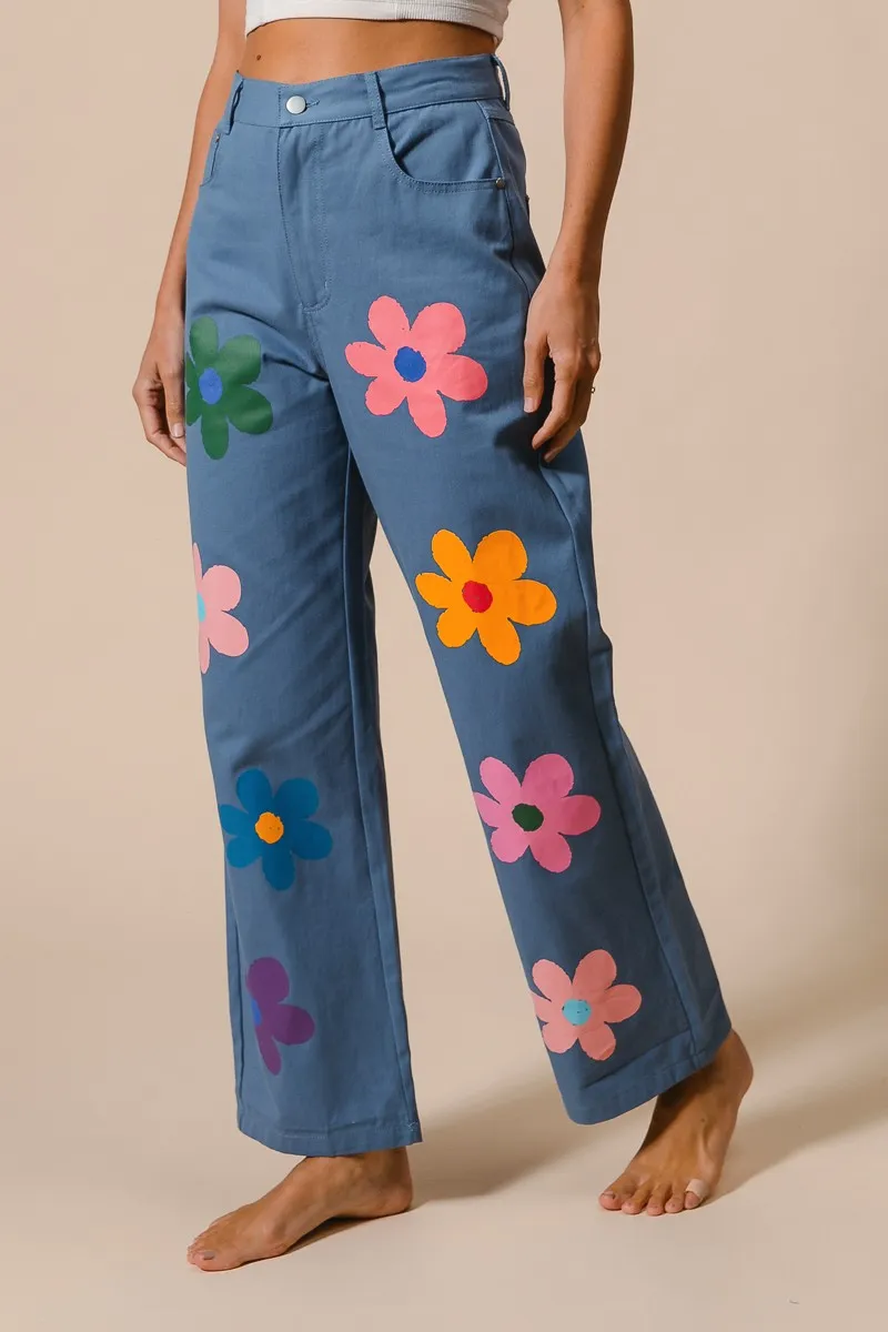 BiBi Flower Print Straight Legs Pants - Image 3
