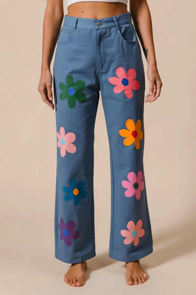 BiBi Flower Print Straight Legs Pants - Image 5