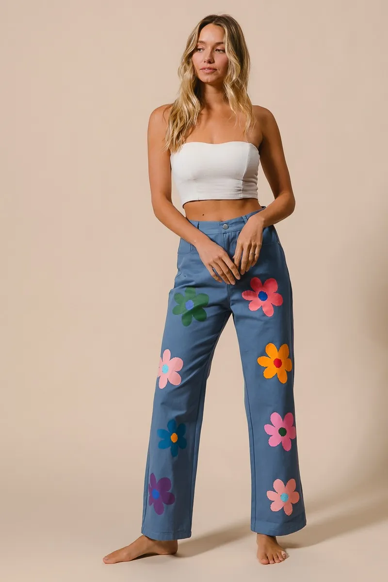 BiBi Flower Print Straight Legs Pants - Image 7