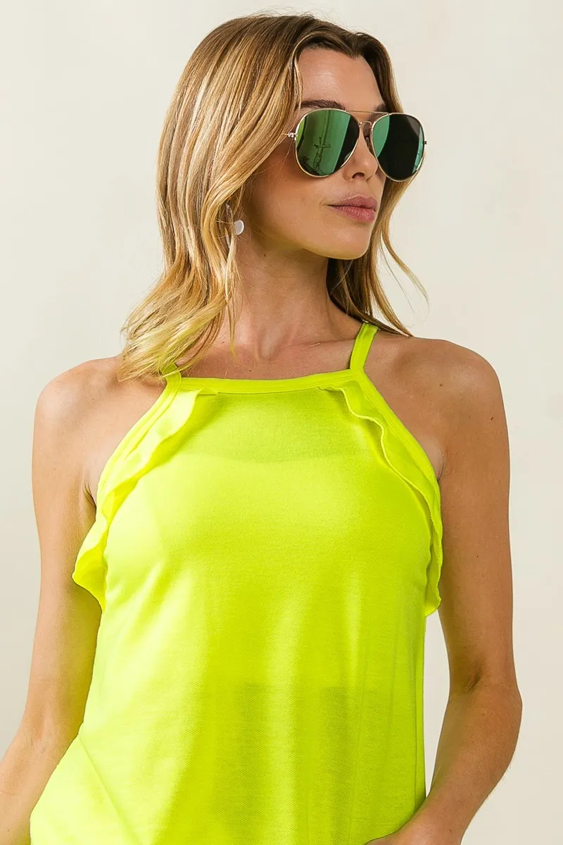 BiBi French Terry Knit Ruffled Detail Sleeveless Top - Image 4